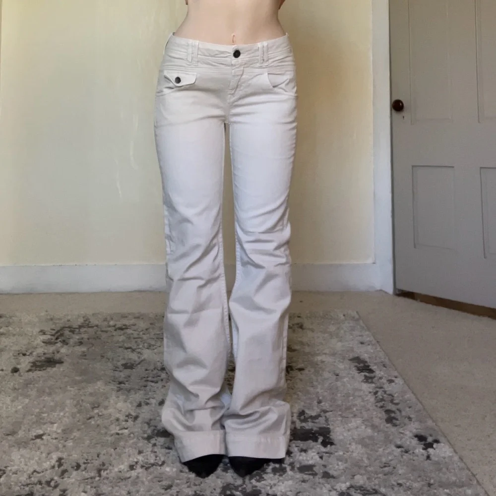 Pilcro And The Letterpress Vintage Slim Cream Ivory Y2K Jeans Flare Leg Casual - Picture 6 of 12